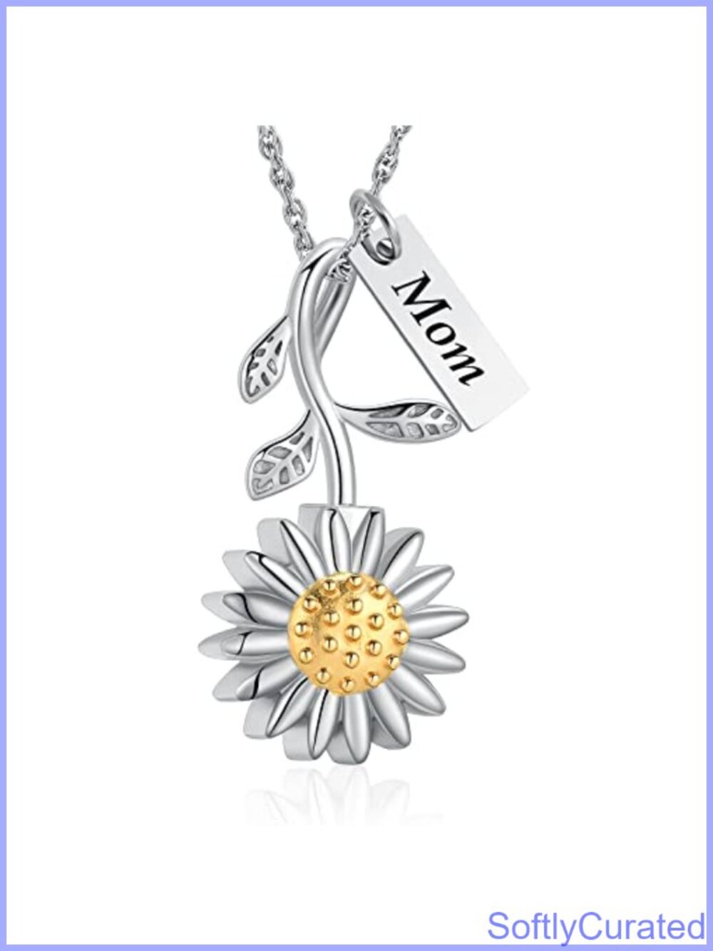 Sunflower Urn Necklace for Ashes Stainless Steel Memorial Pendant